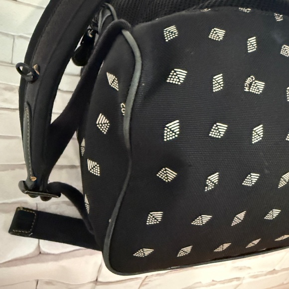 COACH Academy Backpack Travel Laptop Bag Dot Diamond Print Black Cordura - Picture 9 of 15